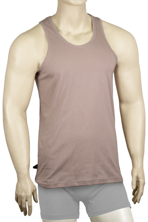 Men's Cream crew neck sleeveless shirt