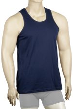 Men's navy blue crew neck sleeveless shirt