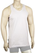 Men's white crew neck sleeveless shirt